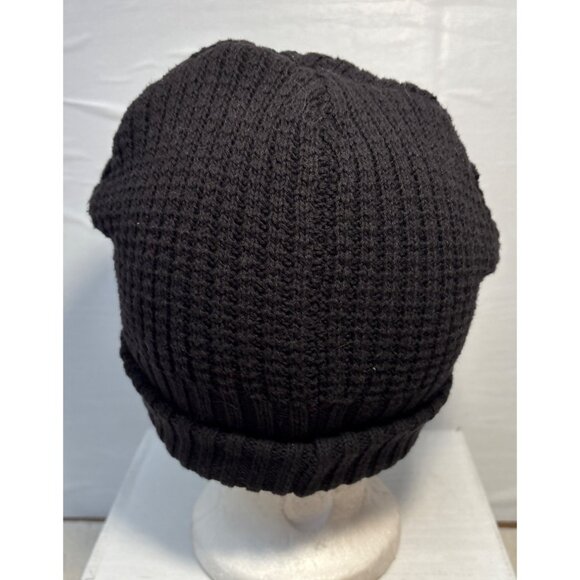 Tentree Touque Hat Black Ribbed Organic Cotton Knit Beanie With Logo Patch - Picture 4 of 5